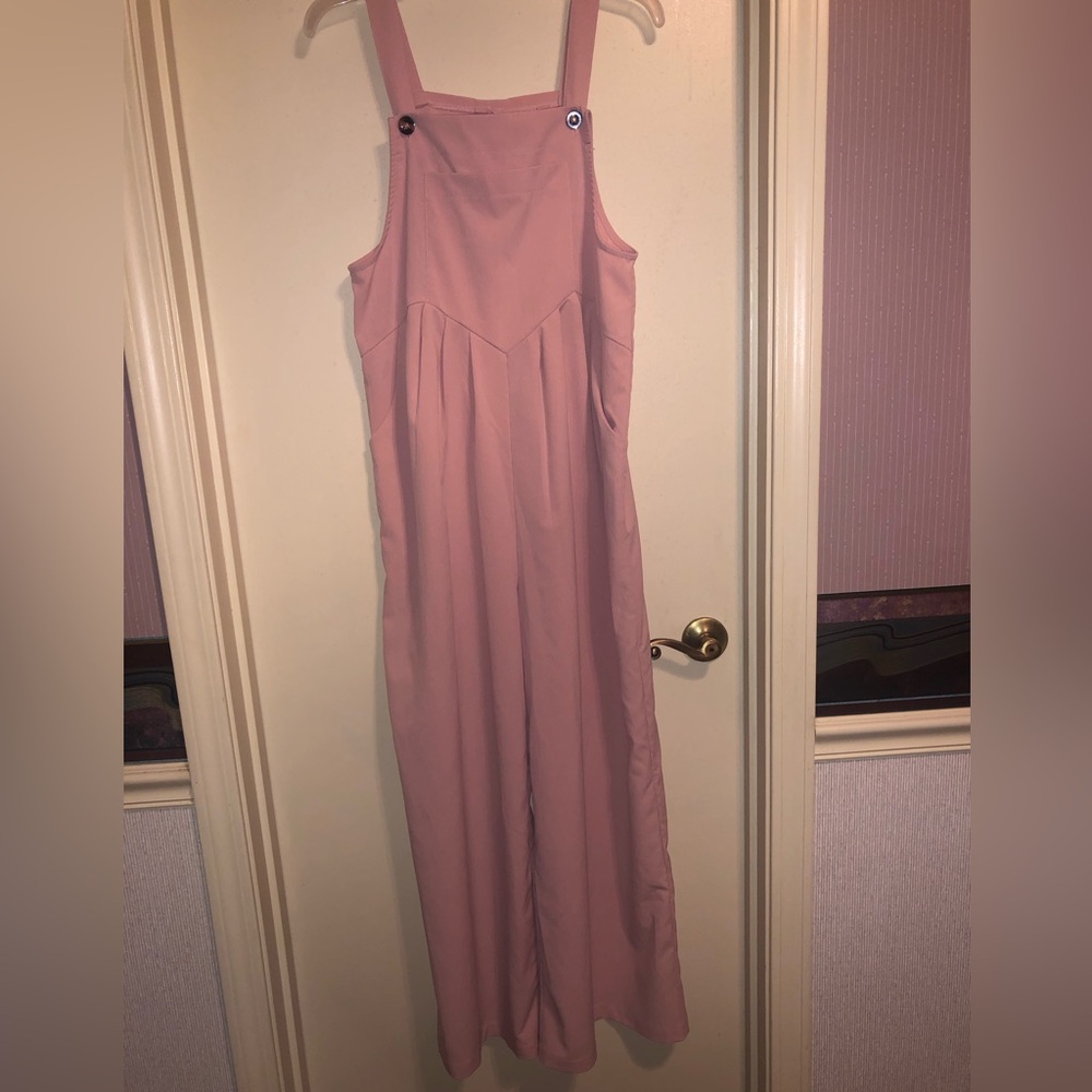 Mauve Pink Strappy Wide-Leg Overalls